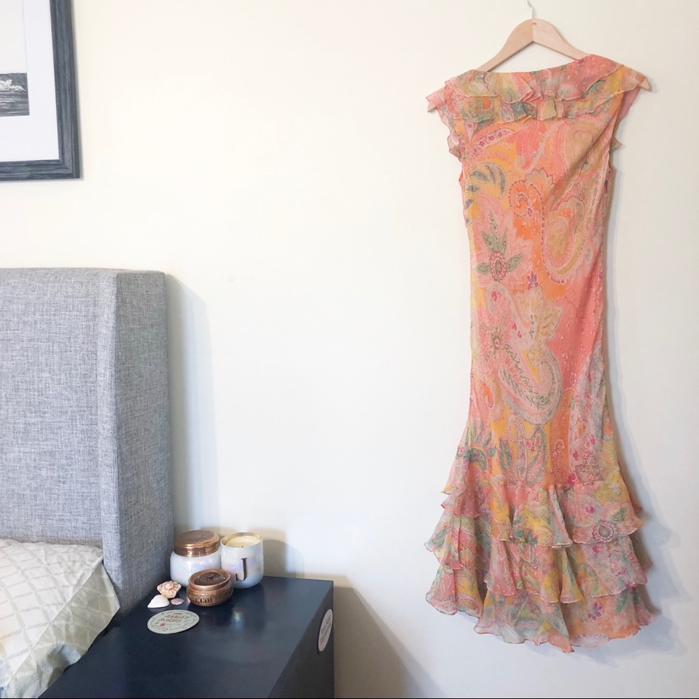 ralph lauren black label floral silk paisley dress - Picture 2 of 8